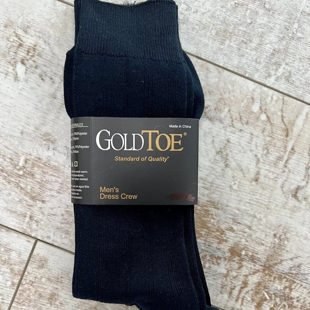2-Pair Gold Toe Black Men's Dress Crew Socks